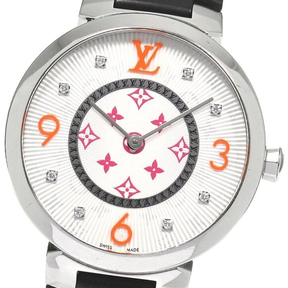 LOUIS VUITTON Tambour monogram QA147 fuchsia & orange Quartz Ladies Watch - Picture 12 of 12
